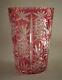 Vintage Bohemian Cranberry Cased Cut To Clear Crystal Vase Pineapple Pattern