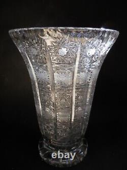 Vintage Bohemian Crystal Vase 12 Queen Lace Hand Cut 24% Leaded Glass