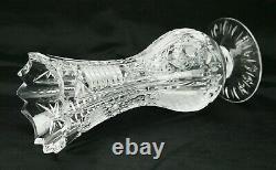 Vintage Bohemian Crystal Vase 8,5 Tall. Amazing Hand Cut Work With Sharp Edges