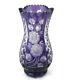 Vintage Bohemian Crystal Vase Amethyst Purple Cut To Clear Withfloral Etching
