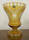 Vintage Bohemian Czech Amber Cut To Clear Glass Floral Etched Antique Vase