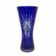 Vintage Bohemian Czech Cobalt Blue Cut To Clear Crystal Vase 11 Hand Cut