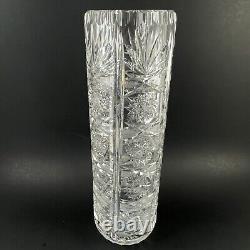 Vintage Bohemian Czech Crystal 12 Tall Vase Hand Cut Queen Lace 24% Lead Glass