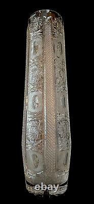 Vintage Bohemian Czech Crystal 14 Tall Vase Hand Cut Queen Lace 24% Lead Glass