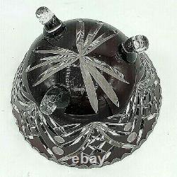 Vintage Bohemian Czech Crystal Bowl Vase Cut To Clear Ruby Red