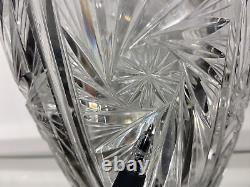 Vintage Bohemian Czech Cut Crystal Tall Vase Hand Cut