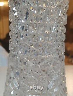 Vintage Bohemian Czech Hand Cut Crystal FLOWER VASE 10 High