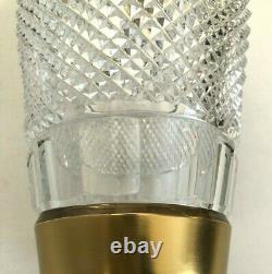 Vintage Bohemian Czech Heavy Diamond Cut Crystal Vase with Gold Trim