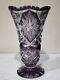 Vintage Bohemian Czech Starburst Cut To Clear Purple Amethyst Crystal 11 Vase