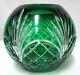 Vintage Bohemian Emerald Green Cut Glass Crystal Bowl Vase 6.5 Tall 7.5 Wide