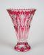 Vintage Bohemian Imperlux Lausitzer Cranberry Cut To Clear Lead Crystal Vase 10