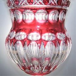 Vintage Bohemian Lead Crystal Cane Hobnail Cut Glass Urn Shaped Vase 2.5 kg