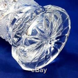 Vintage Bohemian Queen Lace Hand Cut Leaded Crystal Vase 8 1/4 TWide Opening