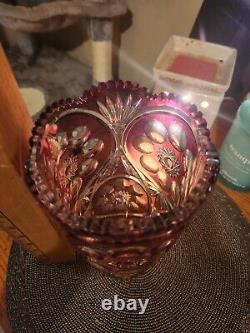 Vintage Bohemian Ruby Red Cut To Clear Crystal Vase 10 In No Chips Or Cracks