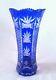 Vintage Bohemian Blue To Clear Cut Crystal Vase, 7 Inches