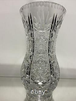 Vintage Bohemian lead crystal hand cut vase