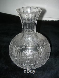 Vintage Brilliant Cut Crystal Vase 8 tall Clear Glass Hobstar Dorflinger