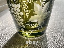 Vintage Brilliant Egermann Czech Bohemian Cut Crystal Glass Vase Orig Foil Label