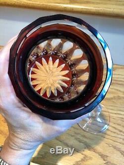 Vintage Brown cut to clear Crystal glass Biscuit Jar