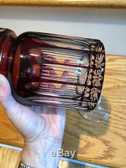 Vintage Brown cut to clear Crystal glass Biscuit Jar