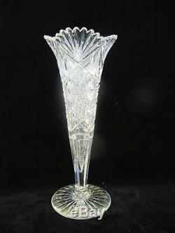 Vintage Clear CUT CRYSTAL Glass 14 Tall Vase