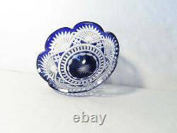 Vintage Cobalt Blue Cut Crystal Bohemian/Czech Bowl or Small Vase. Perfect