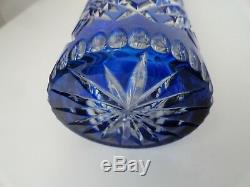 Vintage Cobalt Blue Cut to Clear Crystal Vase