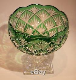 Vintage Collection Emerald Green Brilliant Cut 24% Lead Crystal Glass Vase 9x9