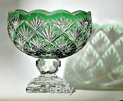 Vintage Collection Huge Emerald Green Brilliant Cut Lead Crystal Glass Vase