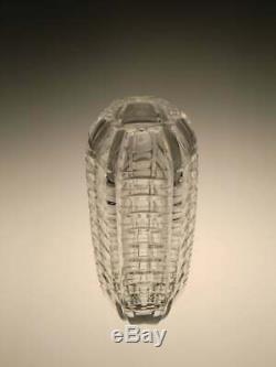 Vintage Crystal Clear Art Glass Cut Vase Lipsky Exbor Space Age Geometric Czech