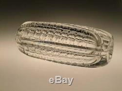 Vintage Crystal Clear Art Glass Cut Vase Lipsky Exbor Space Age Geometric Czech