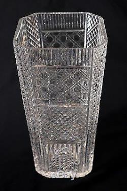 Vintage Crystal Cut Glass Vase12 Tall & 6 Acrossweights 9lbs