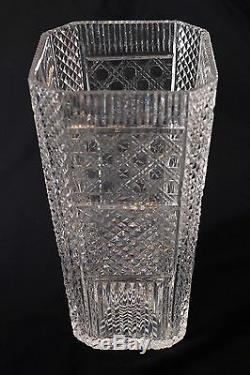Vintage Crystal Cut Glass Vase12 Tall & 6 Acrossweights 9lbs