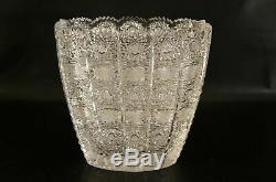 Vintage Crystal Flower Vase Cut To Clear Czech Bohemian