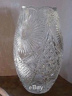 Vintage Crystal Vase 12 Signed Quality Fine Hand Cut Original A3