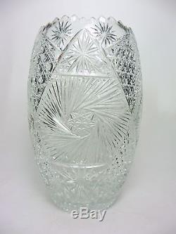 Vintage Crystal Vase Cut Glass Artist Signed