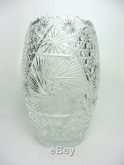 Vintage Crystal Vase Cut Glass Artist Signed