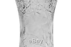 Vintage Crystal Vase Made In Italy Hand Cut Carved Floral Art Rare A+