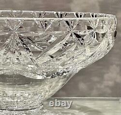 Vintage Cut Crystal Bowl Footed Clear Flower Vase Centerpiece Fruit Bowl
