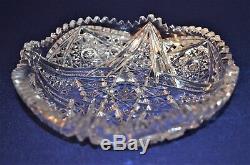 Vintage Cut Crystal Shallow Bowl w. Star Designs 6 Home Decor Wedding Vase