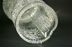 Vintage Cut Crystal Vase Artist Signed Large Brilliant Glass Vase