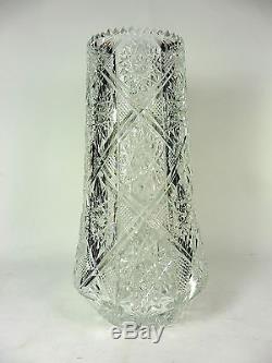Vintage Cut Crystal Vase Glass Stars Lead Crystal