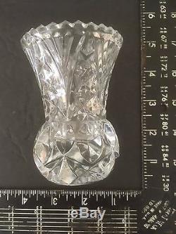 Vintage Cut Glass Crystal 3.5 Round Clear Mini-vase Decorative Collectible