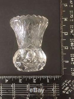 Vintage Cut Glass Crystal 3 Clear Round Mini-vase Decorative Collectible
