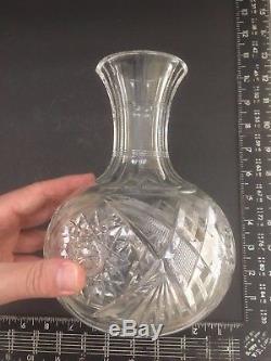 Vintage Cut Glass Crystal 8 Ball Base Clear Flower Vase Decorative Collectible