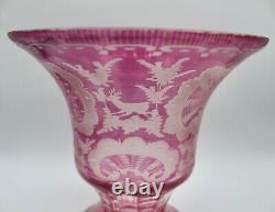Vintage Cut To Clear Bohemian Crystal Vase Heavy Weight Ornate Design Likely Cze