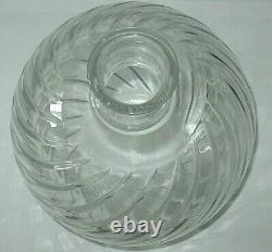Vintage Cyclades Baccarat Signed Swirl Cut Crystal Flower Vase/Decanter 8 Ht