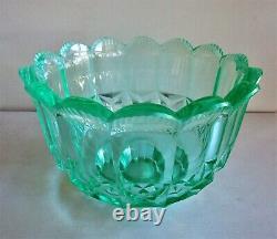 Vintage Czech/ Bohemian URANIUM Cut Crystal Glass VASE Bowl Art Deco 1930s