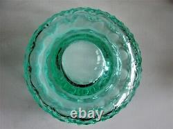 Vintage Czech/ Bohemian URANIUM Cut Crystal Glass VASE Bowl Art Deco 1930s