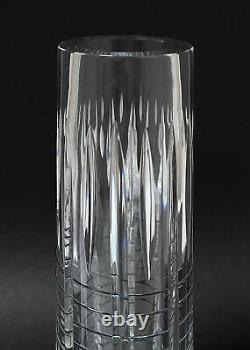 Vintage Czech Cut Crystal Glass Vase Applied Ribbon Trail MID Century Modern